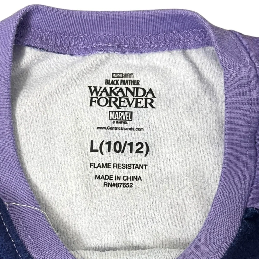 Marvel Black Panther Wakanda Forever Purple Pajama Set - Size Large (10/12)